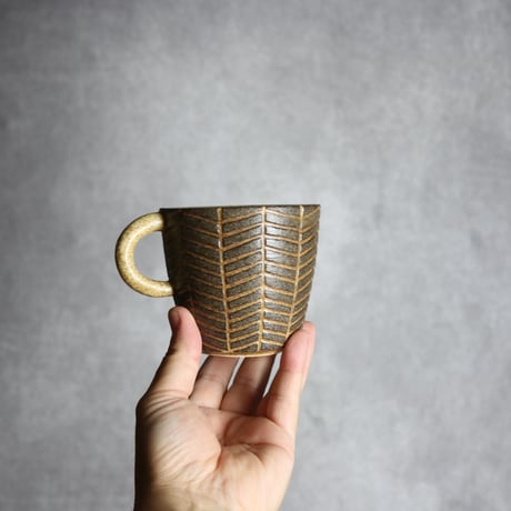マグカップ1 ヘリンボーン ブラウン やちむん 陶器 cerca:7025038
