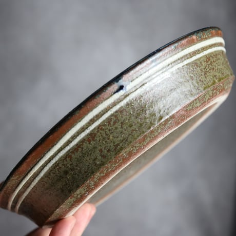 7寸平皿1 呉須釉 唐草 やちむん 陶器 榮一工房:7013021