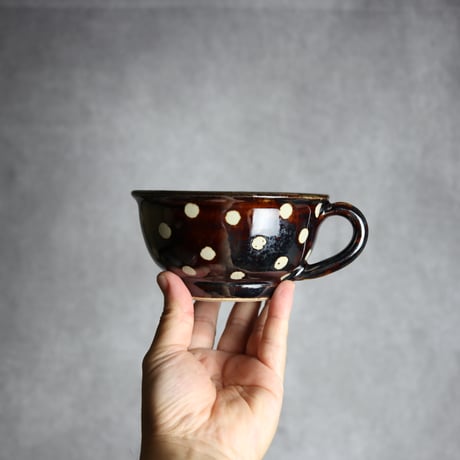スープカップ 飴釉 蝋抜 点打 やちむん 陶器 真南風工房:7011026