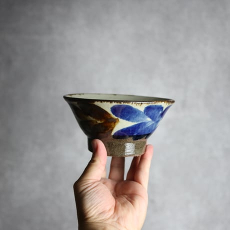 4.5寸マカイ1 飴 呉須釉 双葉 やちむん 陶器 漂窯:7010025