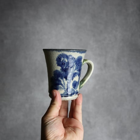 トールマグカップ1 呉須釉 唐草 やちむん 陶器 榮一工房:7013098