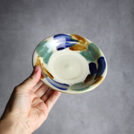 5寸皿1 三彩 双葉 やちむん 陶器 漂窯:7010004