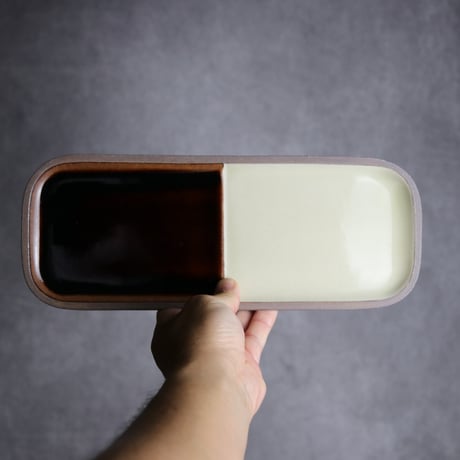 長角皿 長 ベントウ 飴 白 やちむん 陶器 一翠窯:7021004