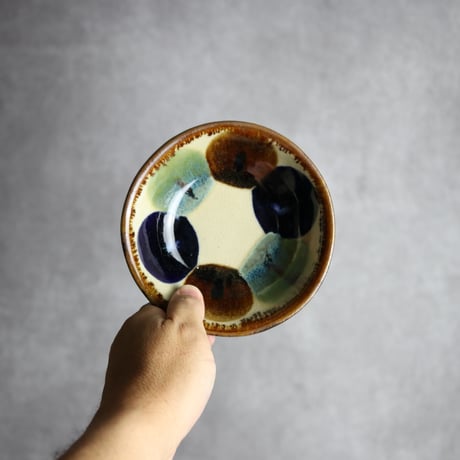 小鉢1 三彩丸紋 やちむん 陶器 エドメ陶房:7201001