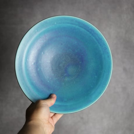 8寸皿1 トルコブルー やちむん 陶器 仁陶器工房:7023069