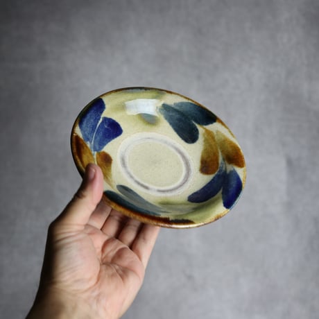 5寸皿1 三彩 双葉紋 やちむん 陶器 北窯 松田共司工房:7004006