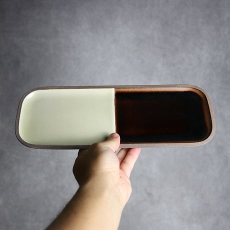 長角皿 長 ベントウ 飴 白 やちむん 陶器 一翠窯:7021004