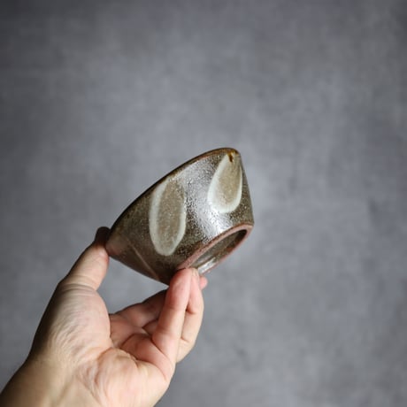 3.5寸鉢2 飴 呉須釉 波紋 やちむん 陶器 漂窯:7010029