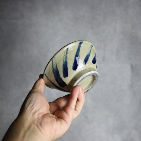 3.5寸マカイ1 呉須釉 線描 やちむん 陶器 北窯 宮城正享工房:7005013