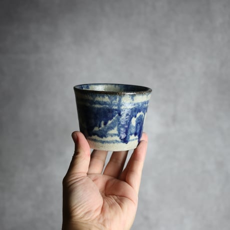 そば猪口中1 呉須 唐草 やちむん 陶器 榮一工房:7013168