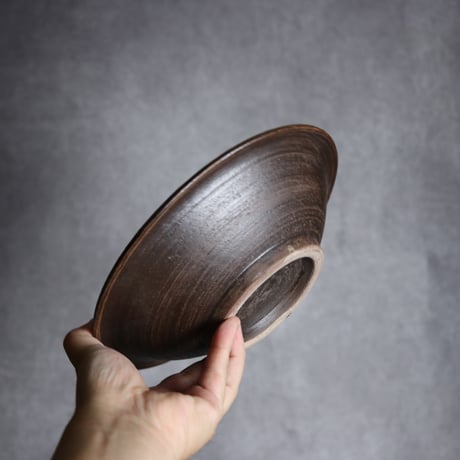 7寸皿1 飴 呉須釉 唐草 やちむん 陶器 榮一工房:7013020