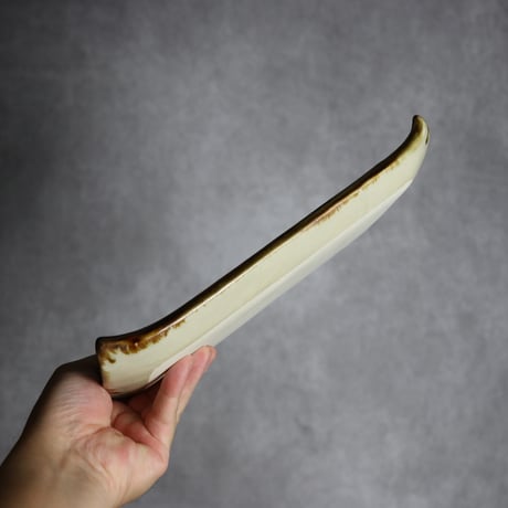 セミロングプレート2 青ドット紋 やちむん 陶器 エドメ陶房:7201021