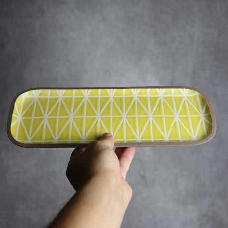 長角皿 長 シャングリラ 黃 やちむん 陶器 一翠窯:7021004