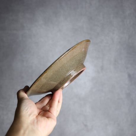 6寸皿1 飴 呉須釉 指描点打 やちむん 陶器 漂窯:7010006