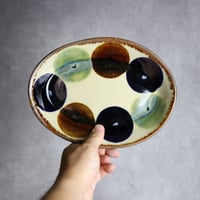 オーバル皿1 三彩丸紋 やちむん 陶器 エドメ陶房:7201002