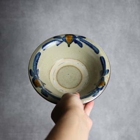 6寸ワンブー1 呉須 飴釉 唐草 やちむん 陶器 北窯 宮城正享工房:7005019