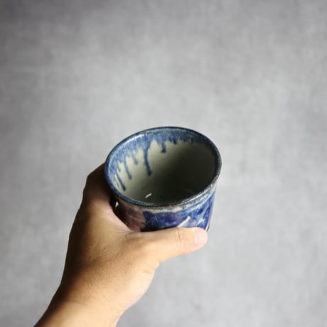 そば猪口中2 呉須 唐草 やちむん 陶器 榮一工房:7013168