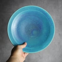 8寸皿1 トルコブルー やちむん 陶器 仁陶器工房:7023069