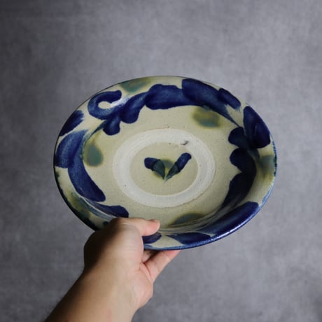 8寸皿1 呉須 緑釉 唐草 やちむん 陶器 北窯 松田共司工房:70040010