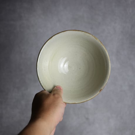 5寸マカイ1 飴 呉須釉 菊花双葉 やちむん 陶器 漂窯:7010022