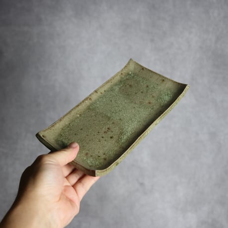 長角皿 中2 灰釉 やちむん 陶器 仁陶器工房:7023014