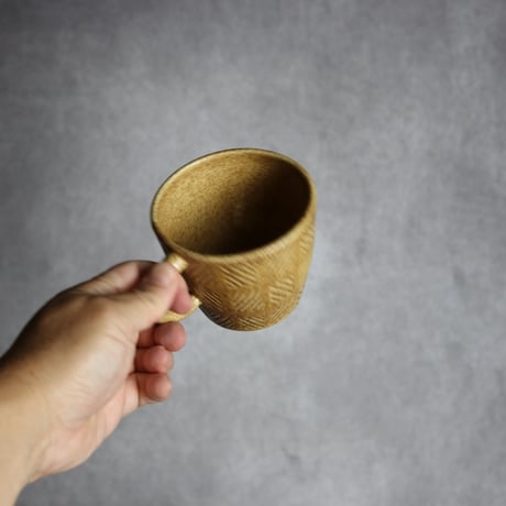 マグカップ1 縞パターン ブラウン やちむん 陶器 cerca:7025038
