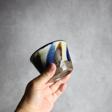 そばちょこ1 飴 呉須釉 線描 やちむん 陶器 漂窯:7010015