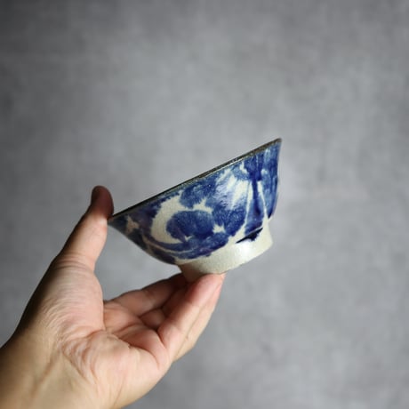 4寸マカイ2 呉須 唐草 やちむん 陶器 榮一工房:7013034