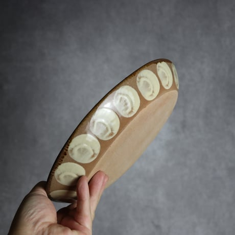 オーバル皿1 三彩丸紋 やちむん 陶器 エドメ陶房:7201002