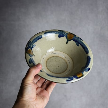 6寸ワンブー1 呉須 飴釉 唐草 やちむん 陶器 北窯 宮城正享工房:7005019
