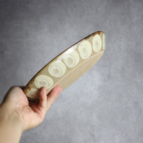 オーバル皿1 三彩紋 やちむん 陶器 エドメ陶房:7201002