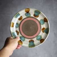 7寸皿2 三彩 点打 やちむん 陶器 漂窯:7010007