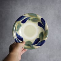 6寸皿1 呉須 緑釉 双葉 やちむん 陶器 北窯 松田共司工房:7004008