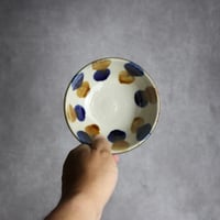 4寸鉢3 飴 呉須釉 点打 やちむん 陶器 漂窯:7010012