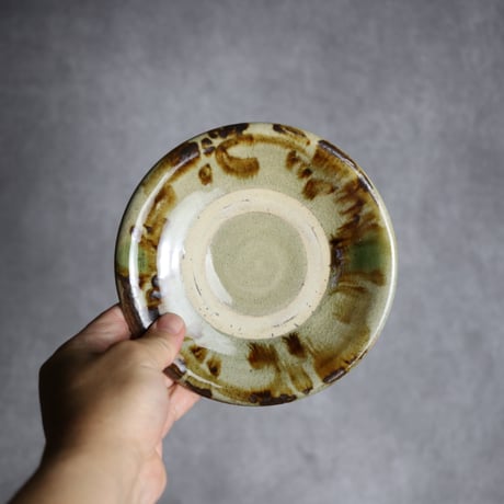 5寸皿2 飴 緑釉 唐草 やちむん 陶器 北窯 宮城正享工房:7005004