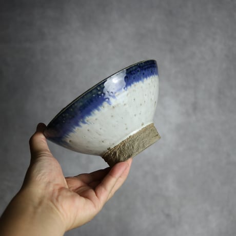 鉢大1 ブルー ホワイト やちむん 陶器 仁陶器工房:7023083