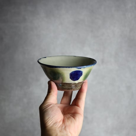 4寸マカイ2 呉須 緑釉 点打 やちむん 陶器 漂窯:7010010