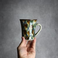 トールマグカップ3 三彩 格子点打 やちむん 陶器 榮一工房:7013098