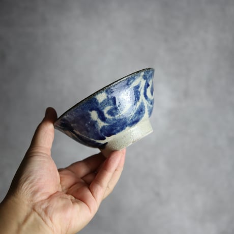 4寸マカイ2 呉須 唐草 やちむん 陶器 榮一工房:7013034