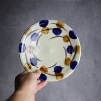 6寸皿1 飴 呉須釉 指描点打 やちむん 陶器 漂窯:7010006