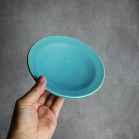 5寸リム皿2 トルコブルー やちむん 陶器 仁陶器工房:7023072