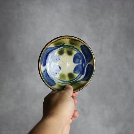 4寸皿 デイゴ 青 緑 やちむん 陶器 陶芸こまがた:7006082