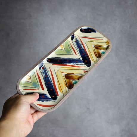 長角皿 長 赤絵 W やちむん 陶器 一翠窯:7021020