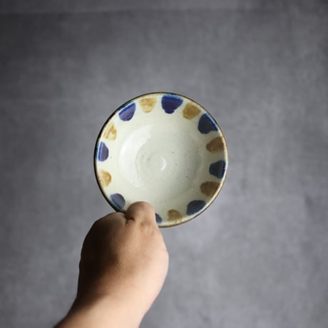 3.5寸鉢1 飴 呉須釉 点打 やちむん 陶器 漂窯:7010029