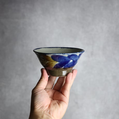 4寸マカイ1 飴 呉須釉 双葉 やちむん 陶器 漂窯:7010010