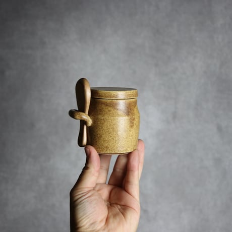 木匙付きシュガーポット1 ブラウン やちむん 陶器 cerca:7025033