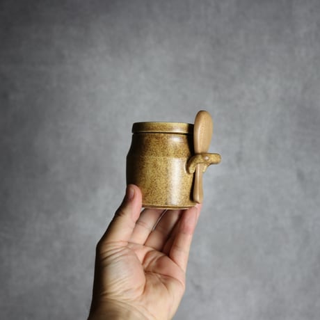 木匙付きシュガーポット1 ブラウン やちむん 陶器 cerca:7025033