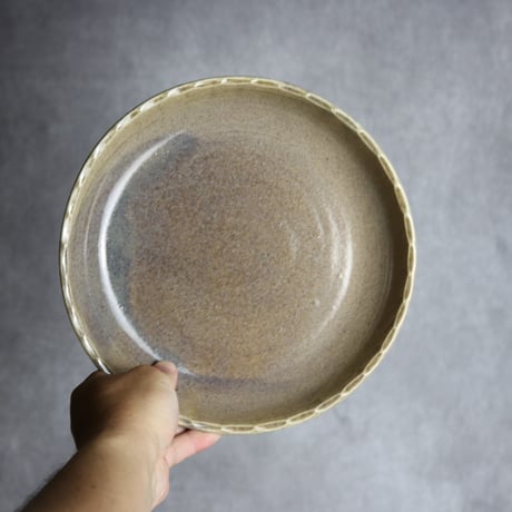 7寸浅鉢1 花口縁 アッシュグレー やちむん 陶器 cerca:7025048