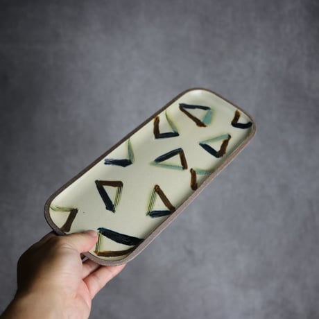 長角皿 長 櫛目三角 やちむん 陶器 一翠窯:7021004