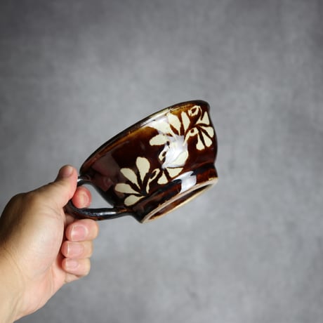 スープカップ 呉須釉 蝋抜 唐草 やちむん 陶器 真南風工房:7011026